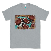 Heather Grey American football leopard cowhide turquoise  leather background Classic Tee - BarkalooDesign