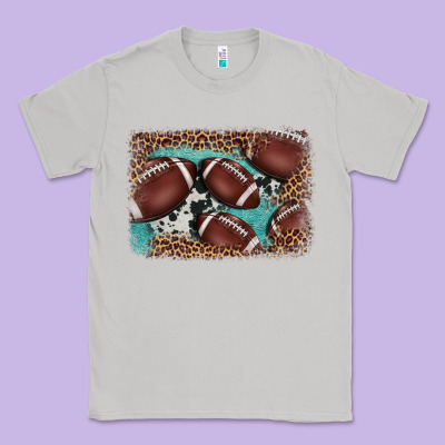 American Football Leopard Cowhide Turquoise  Leather Background Classic Tee Designed By Barkaloodesign