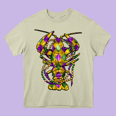 Mardi Gras Crawfish Heavy Core Tee Designed By Fadigitalartstudio