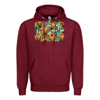 Burgundy highland cow western background Zipper Hoodie - Jasminsmagicworld