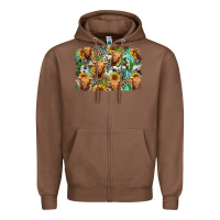 Chestnut highland cow western background Zipper Hoodie - Jasminsmagicworld