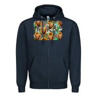 Navy highland cow western background Zipper Hoodie - Jasminsmagicworld