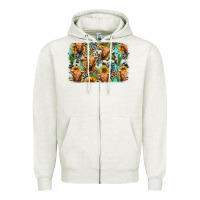 Oatmeal Heather highland cow western background Zipper Hoodie - Jasminsmagicworld