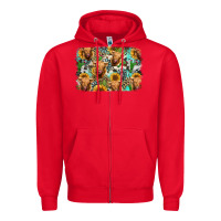 Red highland cow western background Zipper Hoodie - Jasminsmagicworld