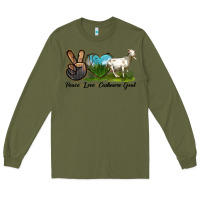 Army Green Peace Love Cashmere Goat Long Sleeve Tee - LillyAllenDesigns