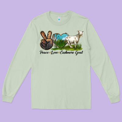 Peace Love Cashmere Goat Long Sleeve Tee Designed By Lillyallendesigns