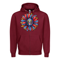 Burgundy american sunflower Zipper Hoodie - Jasminsmagicworld