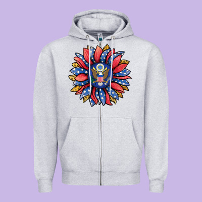 American Sunflower Zipper Hoodie Designed By Jasminsmagicworld