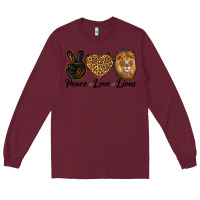 Burgundy Peace Love Lion Head Long Sleeve Tee - LillyAllenDesigns