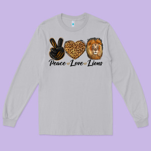 Peace Love Lion Head Long Sleeve Tee Designed By Lillyallendesigns