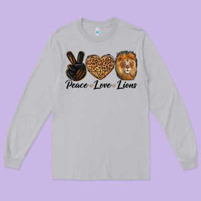 Peace Love Lion Head Long Sleeve Tee Designed By Lillyallendesigns