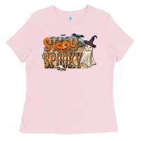 Bubblegum Pink Stay Spooky Ladies Tee - CowhideDigitalArt