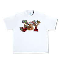 White Joy Longhorn Urban Heavy Tee - CowhideDigitalArt