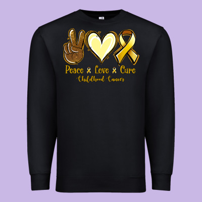 Peace Love Cure Childhood Cancer Premium Sweatshirt Designed By Jasminsmagicworld
