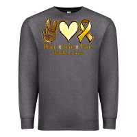 Charcoal Heather Peace Love Cure Childhood Cancer Premium Sweatshirt - Jasminsmagicworld