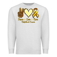 Oatmeal Heather Peace Love Cure Childhood Cancer Premium Sweatshirt - Jasminsmagicworld