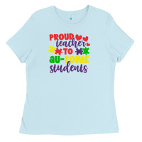 Baby Blue proud teacher to ausome students Ladies Tee - CowhideDigitalArt