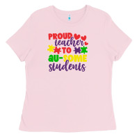 Bubblegum Pink proud teacher to ausome students Ladies Tee - CowhideDigitalArt