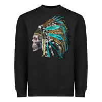 Black western indian headdress with skull Heavyweight Sweatshirt - RanaPortraitStore