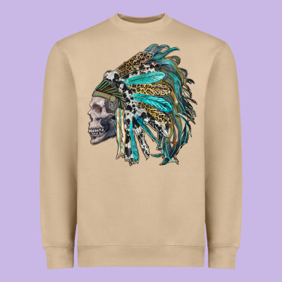 Western Indian Headdress With Skull Heavyweight Sweatshirt Designed By Ranaportraitstore