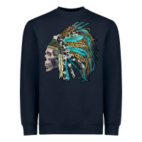 Navy western indian headdress with skull Heavyweight Sweatshirt - RanaPortraitStore