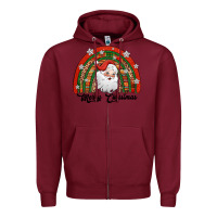 Burgundy merry christmas santa rainbow Zipper Hoodie - Jasminsmagicworld