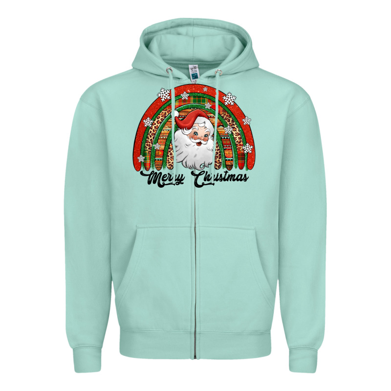 Merry Christmas Santa Rainbow Zipper Hoodie by Jasminsmagicworld | Teevron