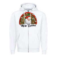 White merry christmas santa rainbow Zipper Hoodie - Jasminsmagicworld