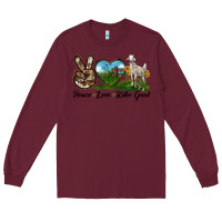 Burgundy Peace Love Kiko Goat Long Sleeve Tee - LillyAllenDesigns