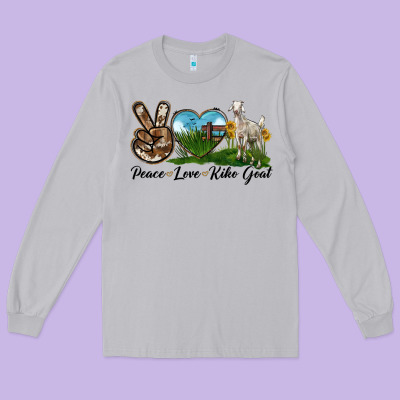 Peace Love Kiko Goat Long Sleeve Tee Designed By Lillyallendesigns