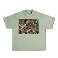 Oil Green Dog Pattern Urban Heavy Tee - CowhideDigitalArt