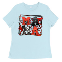 Baby Blue Wrestling mama red and black Ladies Tee - LillyAllenDesigns