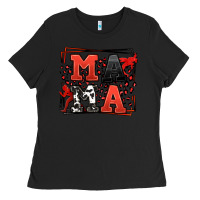 Black Wrestling mama red and black Ladies Tee - LillyAllenDesigns