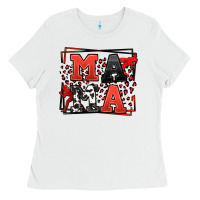 White Wrestling mama red and black Ladies Tee - LillyAllenDesigns