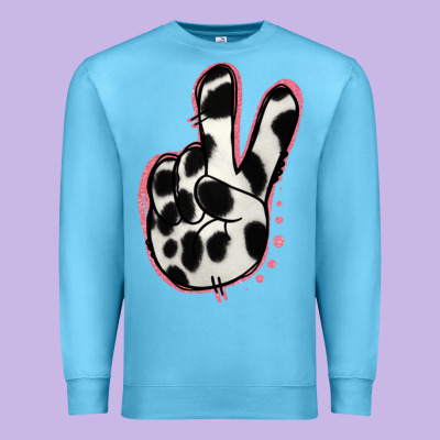 Black White Dalmatian Peace Sign Premium Sweatshirt Designed By Jasminsmagicworld
