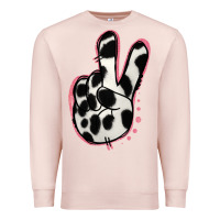 Pale Pink Black White Dalmatian Peace Sign Premium Sweatshirt - Jasminsmagicworld