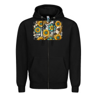 Black gemstone sunflower cowhide background Zipper Hoodie - Jasminsmagicworld