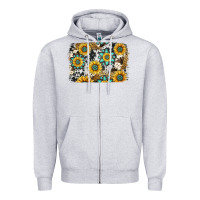 Heather Grey gemstone sunflower cowhide background Zipper Hoodie - Jasminsmagicworld