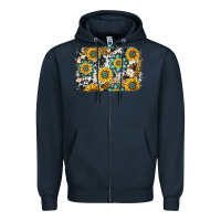 Navy gemstone sunflower cowhide background Zipper Hoodie - Jasminsmagicworld