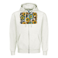 Oatmeal Heather gemstone sunflower cowhide background Zipper Hoodie - Jasminsmagicworld