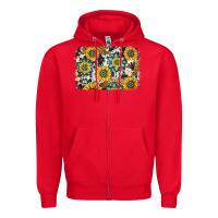 Red gemstone sunflower cowhide background Zipper Hoodie - Jasminsmagicworld