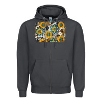Smoke gemstone sunflower cowhide background Zipper Hoodie - Jasminsmagicworld