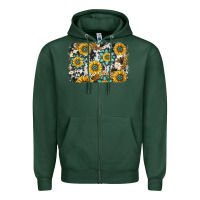 Sports Green gemstone sunflower cowhide background Zipper Hoodie - Jasminsmagicworld