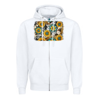 White gemstone sunflower cowhide background Zipper Hoodie - Jasminsmagicworld