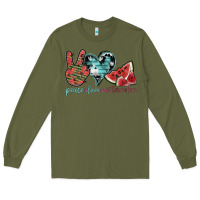 Army Green peace love watermelon Long Sleeve Tee - SublimationCraftShop