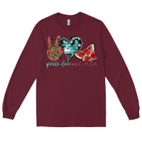 Burgundy peace love watermelon Long Sleeve Tee - SublimationCraftShop