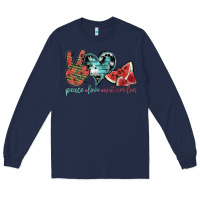 Navy peace love watermelon Long Sleeve Tee - SublimationCraftShop