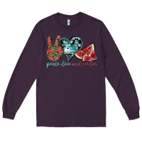 Plum peace love watermelon Long Sleeve Tee - SublimationCraftShop