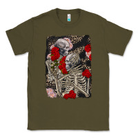 Army Green Two skeletons hugging Valentine's Day Classic Tee - FaDigitalArtStudio