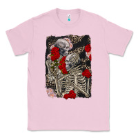 Bubblegum Pink Two skeletons hugging Valentine's Day Classic Tee - FaDigitalArtStudio